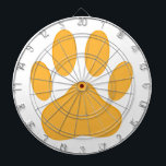 Orange Dog Pawprint Dartscheibe<br><div class="desc">Cartoon-Hundepukt in Orange.</div>