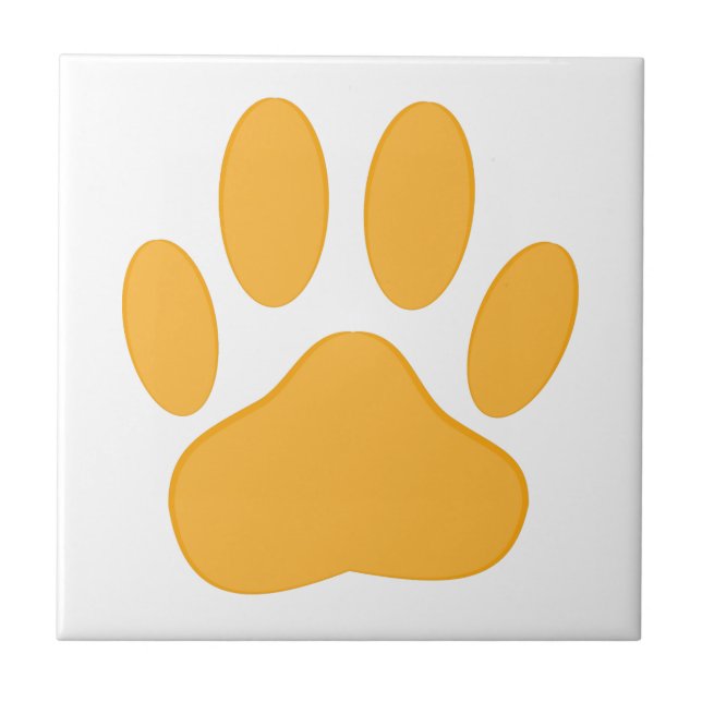 Orange Dog Pawprint Fliese (Vorderseite)