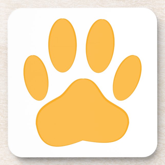 Orange Dog Pawprint Getränkeuntersetzer (Vorderseite)