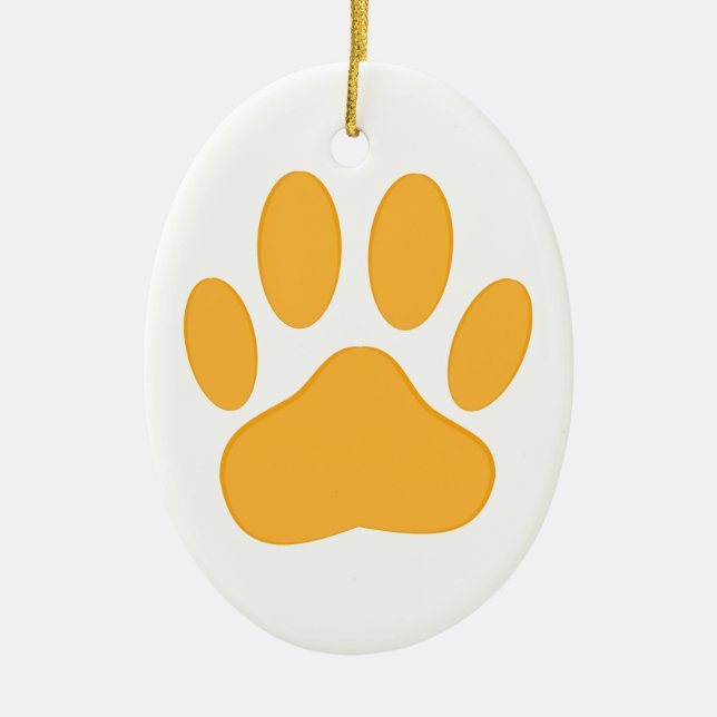 Orange Dog Pawprint Keramikornament (Vorne)