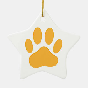 Orange Dog Pawprint Keramikornament