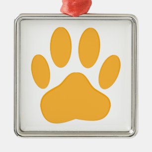 Orange Dog Pawprint Ornament Aus Metall