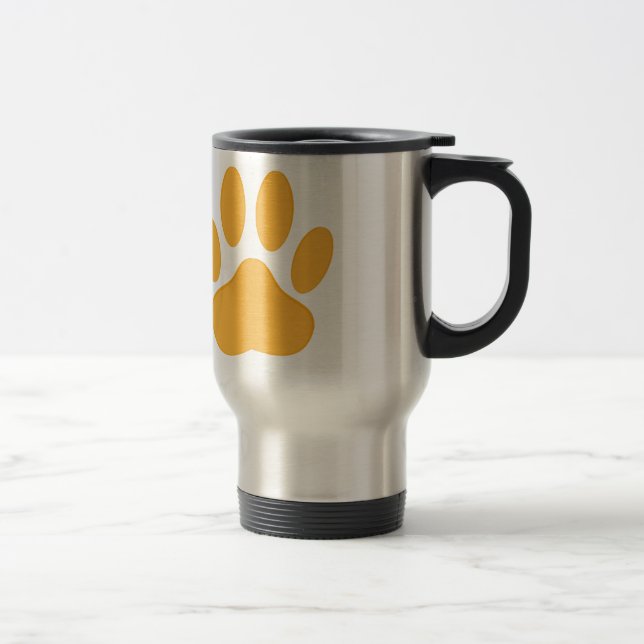 Orange Dog Pawprint Reisebecher (Rechts)