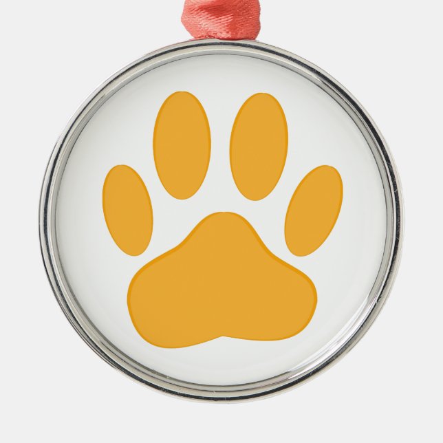Orange Dog Pawprint Silbernes Ornament (Vorne)