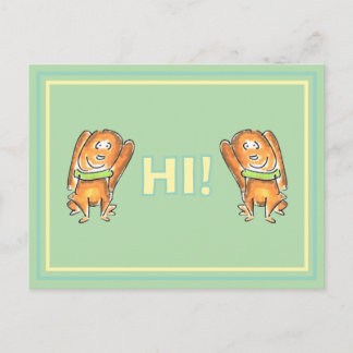 Orange Dog With A Green Collar Cartoon Postcard Feiertagspostkarte