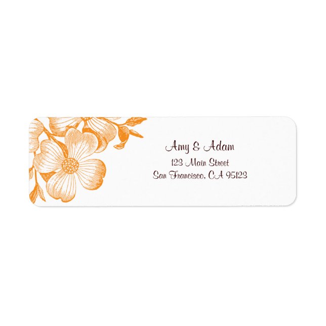 Orange Dogwood Blume Address Label (Vorne)