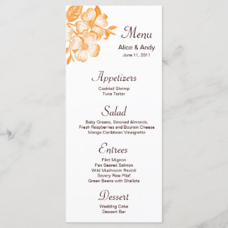 Orange Dogwood Blume Menu Card Menükarte