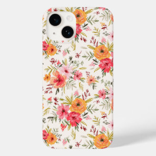 Orange Doodle Garden Blume Pattern Case-Mate iPhone 14 Hülle