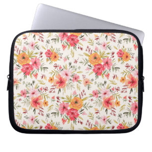 Orange Doodle Garden Blume Pattern Laptopschutzhülle