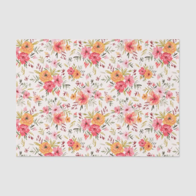 Orange Doodle Garden Blume Pattern Seidenpapier (Vorderseite)