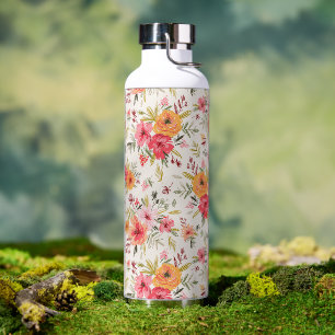 Orange Doodle Garden Blume Pattern Trinkflasche