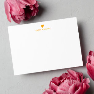 ORANGE Doodle Heart Formal Classic Family Mitteilungskarte