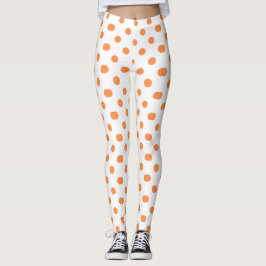 Orange Dotted Design Leggings