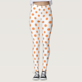 Orange Dotted Design Leggings