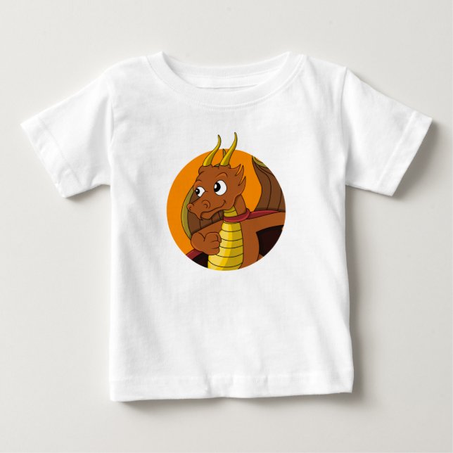 Orange Dragon Cartoon Baby T - Shirt (Vorderseite)