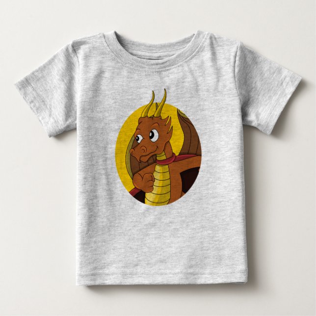 Orange Dragon Cartoon Baby T - Shirt (Vorderseite)
