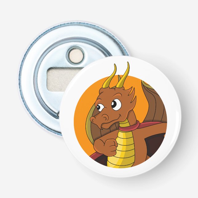 Orange Dragon Cartoon Flaschenöffner (Vorderseite)