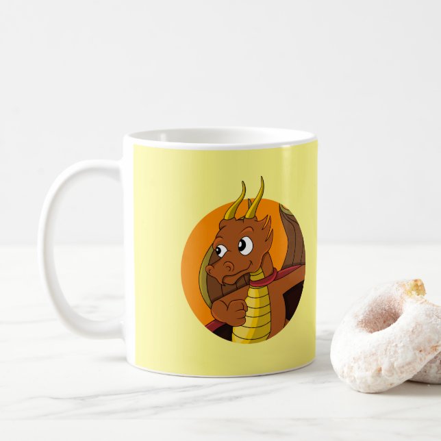 Orange Dragon Cartoon Kaffeetasse (Mit Donut)