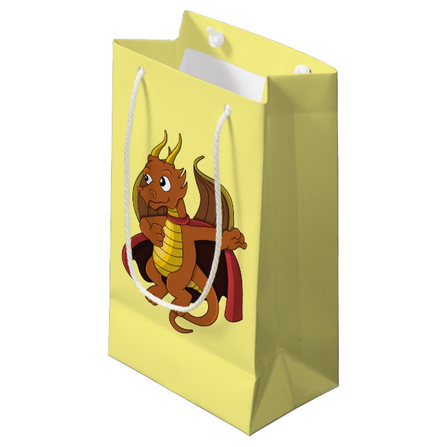 Orange Dragon Cartoon Kleine Geschenktasche Kleine Geschenktüte (Vorderseite Schrägansicht)