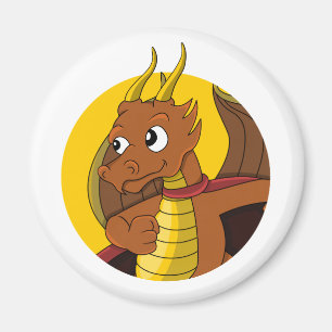 Orange Dragon Cartoon Magnet