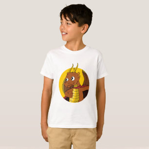 Orange Dragon Cartoon T - Shirt