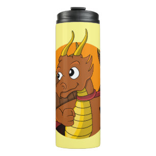 Orange Dragon Cartoon Thermosbecher