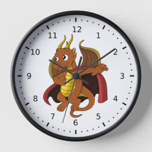 Orange Dragon Cartoon Uhr