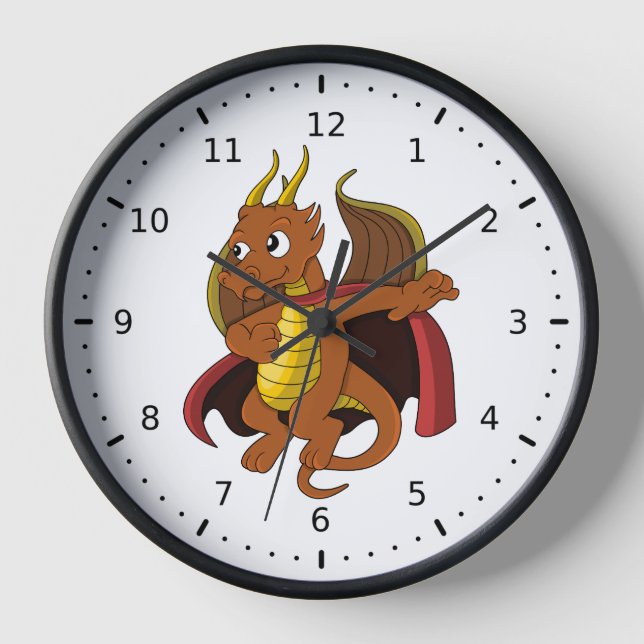 Orange Dragon Cartoon Uhr (Vorderseite)