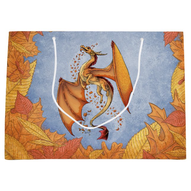 Orange Dragon of Autumn Fantasy Art Große Geschenktüte (Vorderseite)