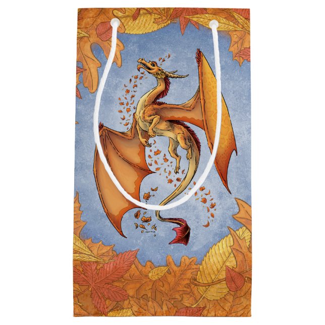 Orange Dragon of Autumn Fantasy Art Kleine Geschenktüte (Vorderseite)