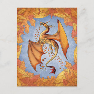 Orange Dragon of Autumn Fantasy Art Postkarte
