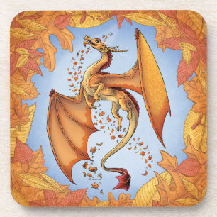 Orange Dragon of Autumn Nature Fantasy Art Getränkeuntersetzer