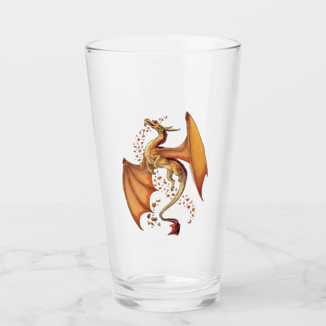 Orange Dragon of Autumn Nature Fantasy Art Glas (Vorderseite)