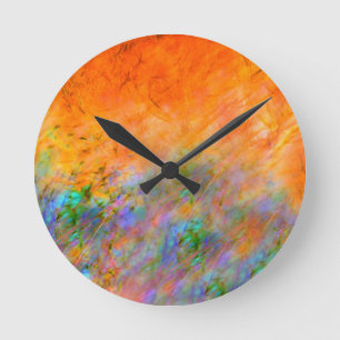 Orange Dreamscape Runde Wanduhr