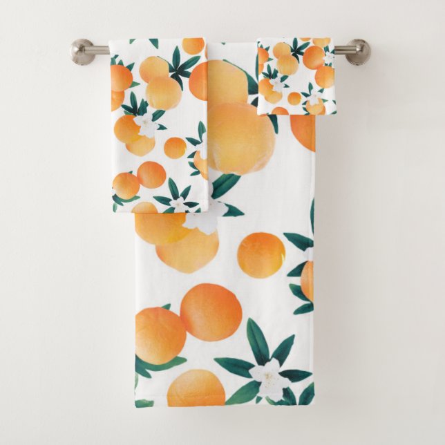 Orange Drehung Blume Vibes #6 #tropic #fruit Badhandtuch Set (Insitu)