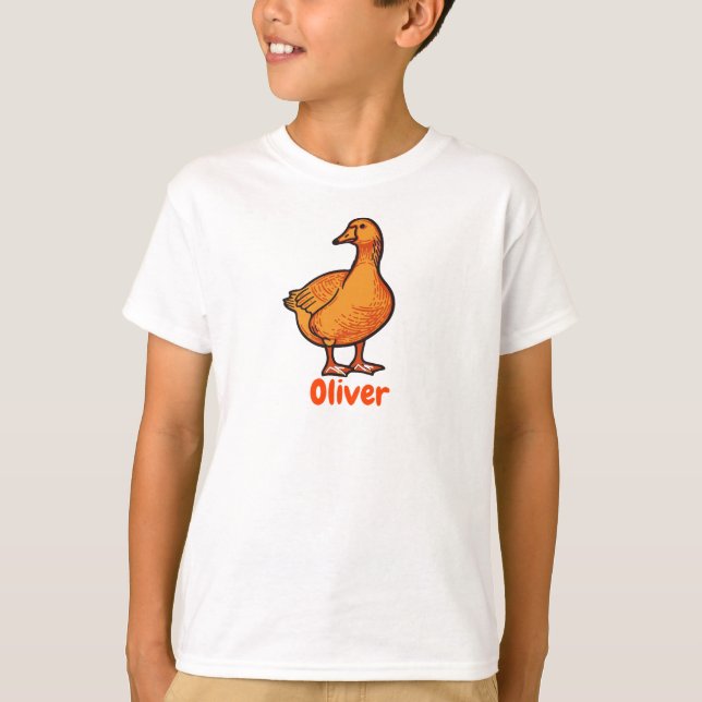 Orange Duck Kids T-Shirt – Cute and Playful Animal (Vorderseite)