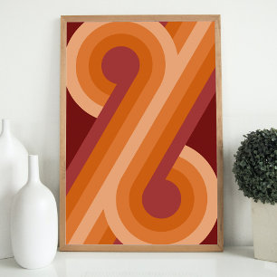 Orange dunkel Marone Rot Retro-Kreise-Art-Muster Poster