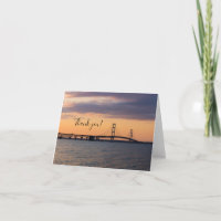 Orange Dusk Mackinac Bridge Danke Karte