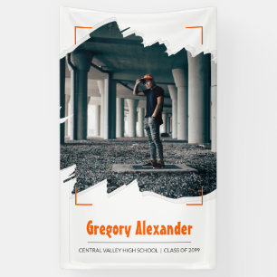 Orange Edgy Abstrakt Brushstroke Foto Abschluss Banner