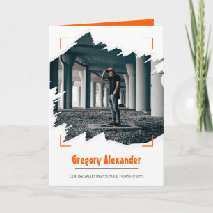 Orange Edgy Abstrakt Brushstroke Foto Abschluss Einladung