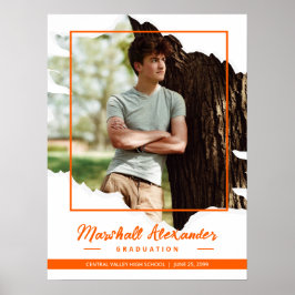 Orange Edgy Abstrakt Torn Foto Abschluss Poster