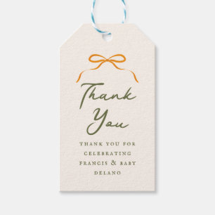 Orange Einfache Schleife Danke Geschenkanhänger