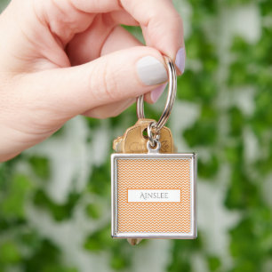 Orange Einfache Zickzack Personalisierte Schlüssel Schlüsselanhänger