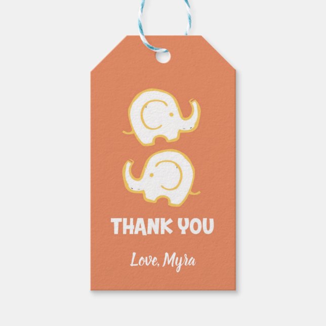 Orange-Elefantenmarke Geschenkanhänger (Vorderseite)