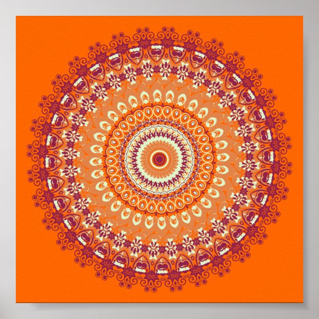 Orange Elegance Mandala Kaleidoscope Poster (Vorne)