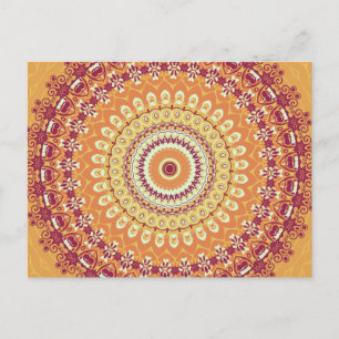 Orange Elegance Mandala Kaleidoscope Postkarte