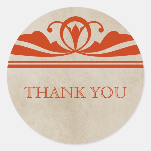 Orange Elegant Deko Danke Stickers (Vorderseite)