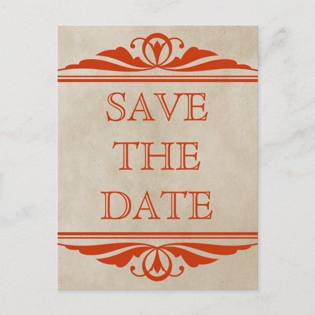 Orange Elegant Deko Save the Date Postkarte (Vorderseite)
