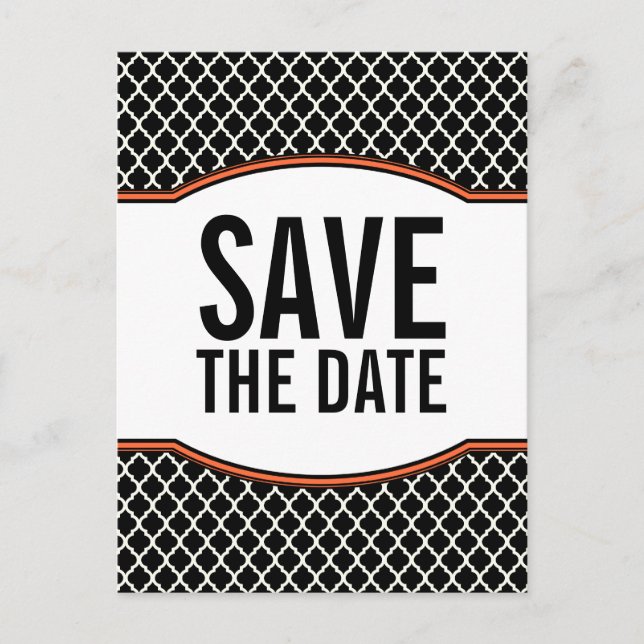 Orange Elegant Quartieren Save the Date Postkarte (Vorderseite)
