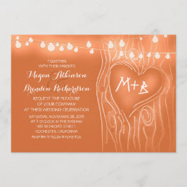Orange elegante Lichter Baum romantische Hochzeit Einladung